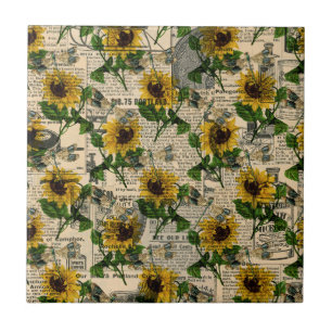 Gele Zonnebloem Krantenkrant Dragonfly Tegeltje