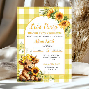 Gele Zonnebloem Laten we Feest Baby Shower Uitnodi Kaart