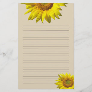 Gele Zonnebloem Lijnde Persoonlijk Schrijfpapier Briefpapier