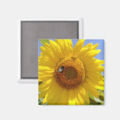 Gele zonnebloem magneet (Voorkant / Achterkant)