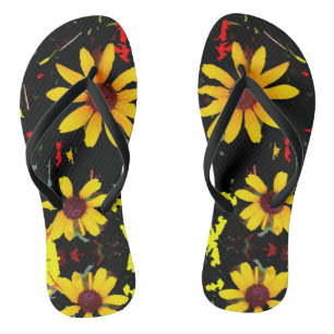 Gele zonnebloem met Confetti - Black Flip Flop