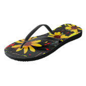 Gele zonnebloem met Confetti - Black Flip Flop (Schuin)