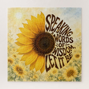 Gele Zonnebloem met Inspirerende Spreuk Legpuzzel