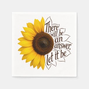 Gele Zonnebloem Met Inspirerende Spreuk Servet