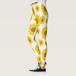 Gele zonnebloem met kleine hartszaden leggings