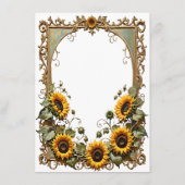 Gele zonnebloem met kunst lijst bruiloft Informatiekaartje (Achterkant)