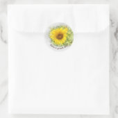 Gele Zonnebloem met Quote Ronde Sticker (Tas)