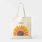 Gele zonnebloem Monogram Naam Gepersonaliseerd Tote Bag (Achterkant)
