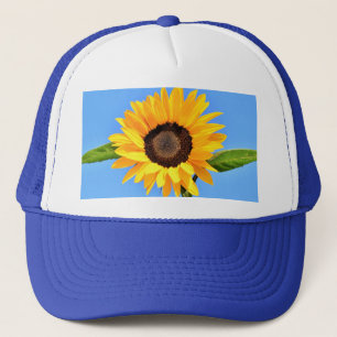 Gele Zonnebloem op Blue Sky Trucker Hoed Pet