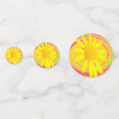 Gele zonnebloem op een Psychedelic Swirl Confetti (Voorkanten)