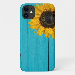 gele zonnebloem op hout iPhone 11 hoesje
