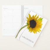 Gele zonnebloem op wit planner (Display)