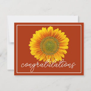 Gele Zonnebloem Oranje Achtergrond Gefeliciteerd Briefkaart