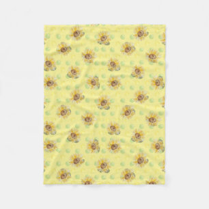 Gele zonnebloem Polka Dot Fleece Blanket