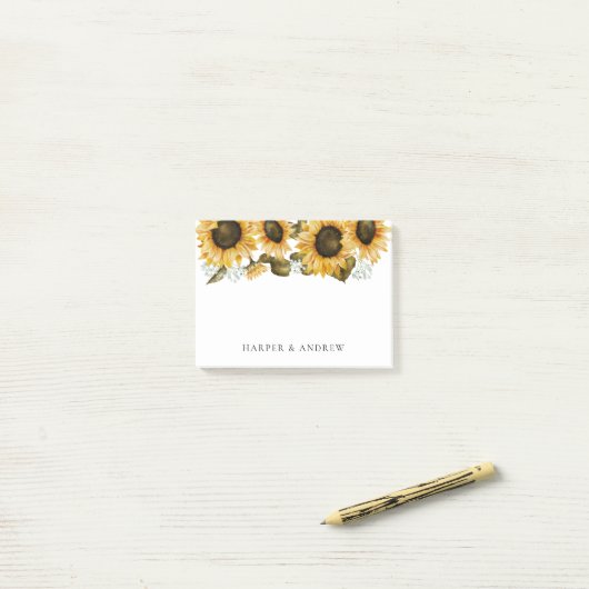 Gele zonnebloem post-it® notes (Op bureau)