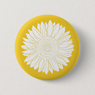 gele zonnebloem ronde button 5,7 cm
