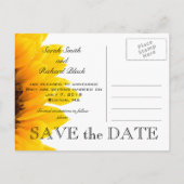 Gele Zonnebloem Save the Date Briefkaart (Achterkant)