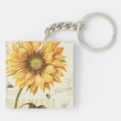 Gele zonnebloem sleutelhanger (Achterkant)