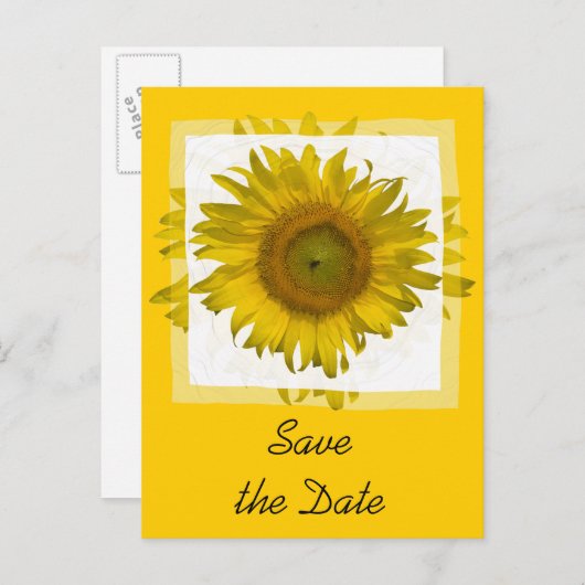 Gele Zonnebloem sparen de Datum Aankondiging (Voorkant / Achterkant)