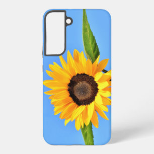 Gele zonnebloem tegen zon op blauwe hemel samsung galaxy hoesje