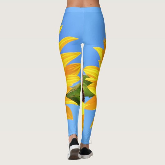 Gele Zonnebloem tegen Zon op Blue Sky Leggings (Achterkant)