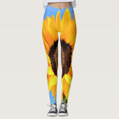 Gele Zonnebloem tegen Zon op Blue Sky Leggings (Voorkant)