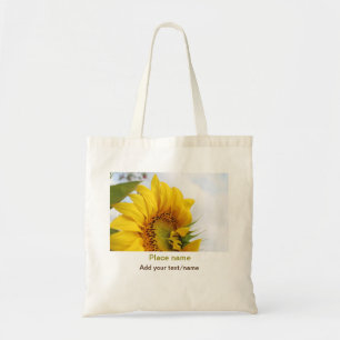 Gele zonnebloem tuin toevoegen foto tekst naam rei tote bag