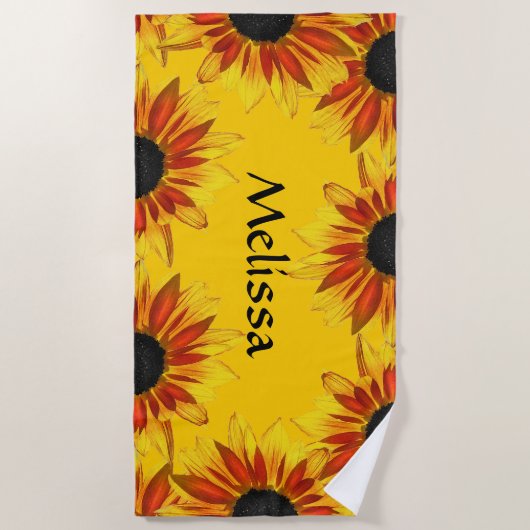 Gele zonnebloem Tuinhanddoek Strandlaken (Voorkant)