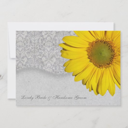 Gele Zonnebloem Uitnodiging tot bruiloft (Achterkant)