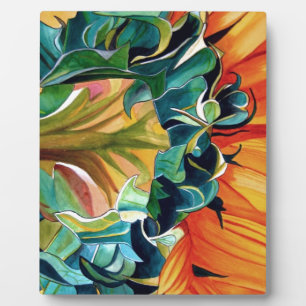 Gele zonnebloem waterverf, origineel kunstschilder fotoplaat