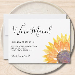 Gele zonnebloem We zijn verhuisd Aankondiging