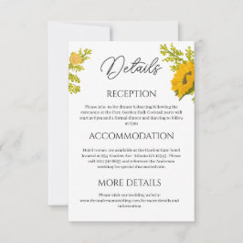Gele Zonnebloem Wedding Details Behuizing Kaart