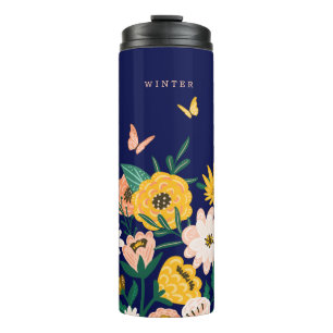 Gele Zonnebloem Wilde bloemen en Butterflies Thermosbeker