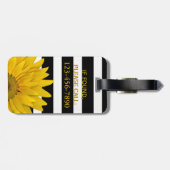 Gele zonnebloem Zwart-witte strepen Monogrammen Bagagelabel (Achterkant horizontaal)