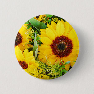 Gele zonnebloemen afdrukken ronde button 5,7 cm