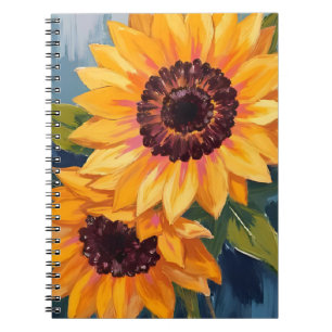 Gele Zonnebloemen   Aquarel Bloemenschildering Notitieboek