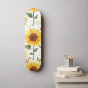 Gele Zonnebloemen Aquarel Bloemige Whimsical Skateboard