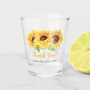 Gele zonnebloemen Berichten Dank je wel Shot Glas