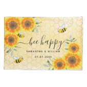 Gele zonnebloemen bijen, bijtend bruiloft kussensloop (Achterkant)