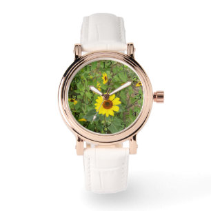 Gele zonnebloemen die in de wind waaien horloge