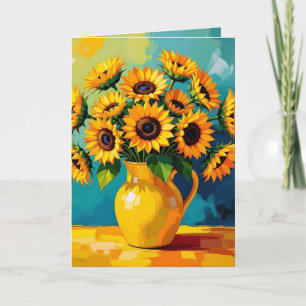 Gele Zonnebloemen   Een mooie dag Kaart