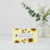 Gele zonnebloemen en het zomerpatroon van honingbi visitekaartje (Staand voorkant)