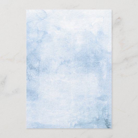 Gele Zonnebloemen en Stoffig Blauw Bruiloft Detail Informatiekaartje (Achterkant)