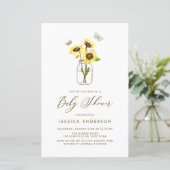 Gele Zonnebloemen in Mason Jar Baby shower Invite (Staand voorkant)