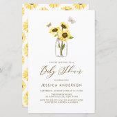 Gele Zonnebloemen in Mason Jar Baby shower Invite (Voorkant / Achterkant)