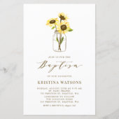 Gele zonnebloemen in Mason Jar Baptism Invitation (Voorkant)
