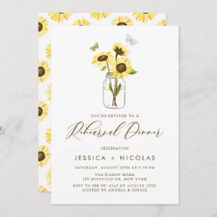 Gele zonnebloemen in Mason Jar repetitie diner Kaart