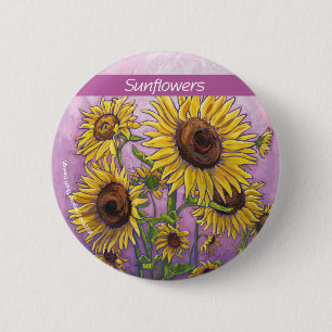 Gele zonnebloemen Kunst Ronde Button 5,7 Cm