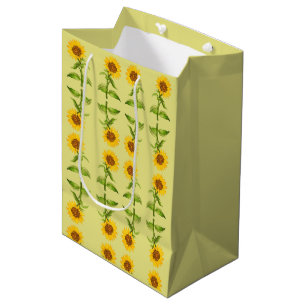 Gele zonnebloemen middelgrote cadezak medium cadeauzakje