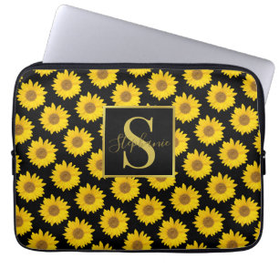 Gele zonnebloemen Monogrammed Electronics Bag Laptop Sleeve